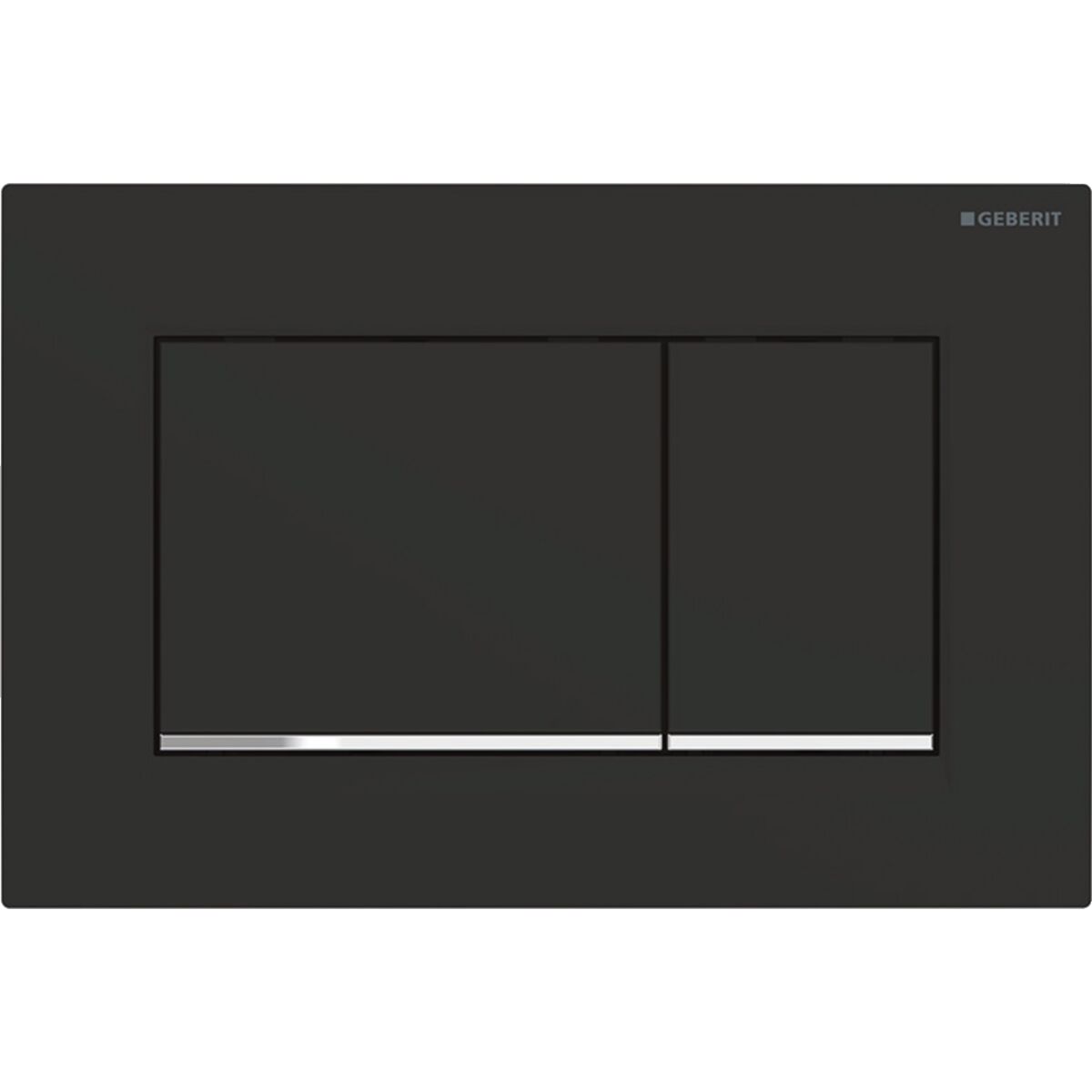 Geberit actuator plate Sigma30 for dual flush: black matt coated, easy-to-clean coated, bright chrome-plated Geberit actuator plate Sigma30 for dual flush: black matt coated, easy-to-clean coated, bright chrome-plated