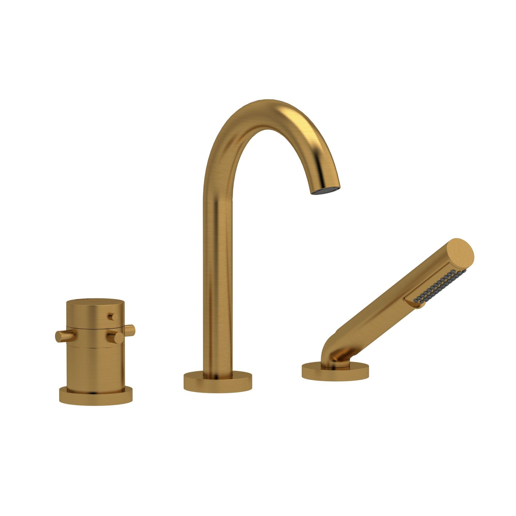 Riobel RU19+BG - 2-way 3-piece Type T deck-mount tub filler with hand shower Riobel RU19+BG - 2-way 3-piece Type T deck-mount tub filler with hand shower