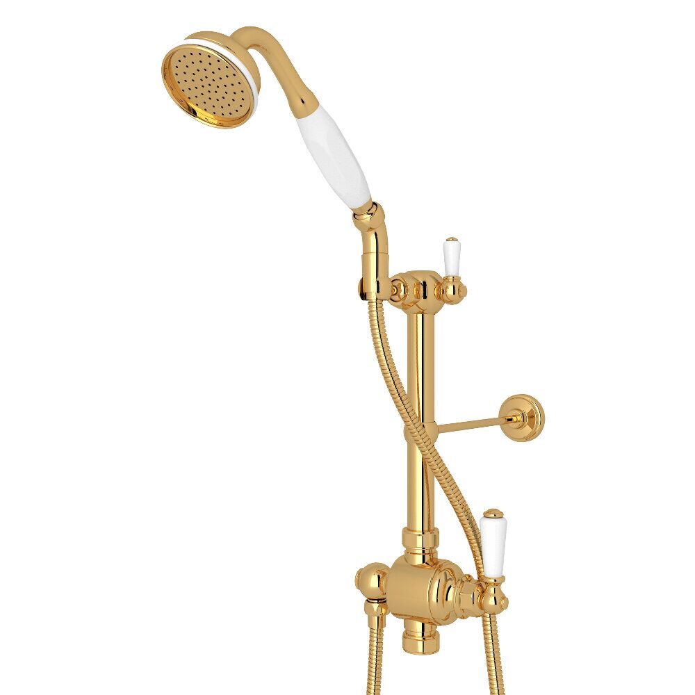 Perrin & Rowe U.5373NEG - Riser Diverter, Handshower, Handshower Holder, Hose and 8" Thermostatic Outlet Perrin & Rowe U.5373NEG - Riser Diverter, Handshower, Handshower Holder, Hose and 8" Thermostatic Outlet