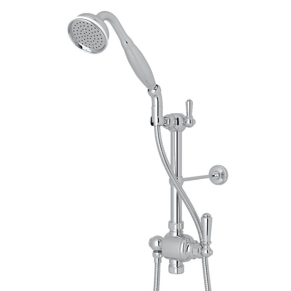 Perrin & Rowe U.5373NLS-APC - Riser Diverter, Handshower, Handshower Holder, Hose and 8" Thermostatic Outlet Perrin & Rowe U.5373NLS-APC - Riser Diverter, Handshower, Handshower Holder, Hose and 8" Thermostatic Outlet