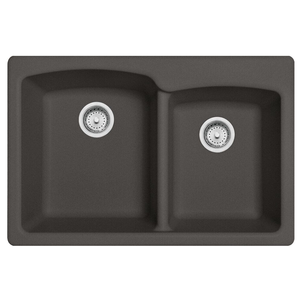 Franke Ellipse 33.0-in. x 22.0-in. Granite Dual Mount Double Bowl Kitchen Sink in Slate Grey Franke Ellipse 33.0-in. x 22.0-in. Granite Dual Mount Double Bowl Kitchen Sink in Slate Grey