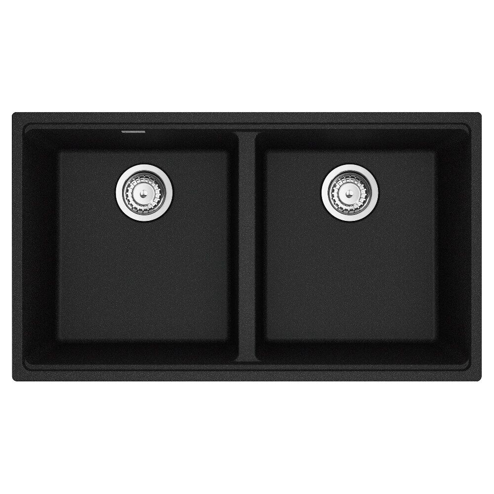 Franke Maris Undermount 33-in x 18.94-in Granite Double Bowl Kitchen Sink in Onyx Franke Maris Undermount 33-in x 18.94-in Granite Double Bowl Kitchen Sink in Onyx