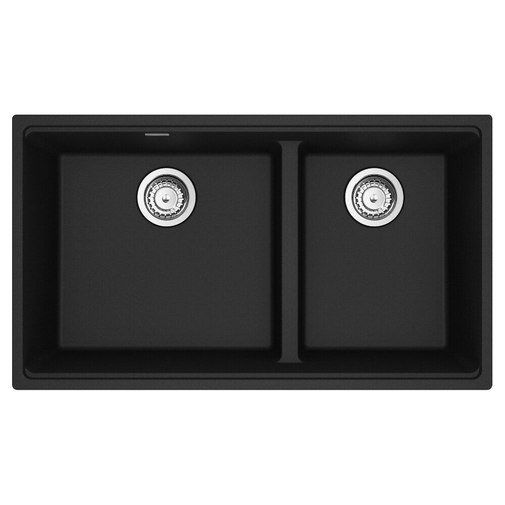 Franke Maris Undermount 33-in x 18.94-in Granite Double Bowl Kitchen Sink in Matte Black Franke Maris Undermount 33-in x 18.94-in Granite Double Bowl Kitchen Sink in Matte Black