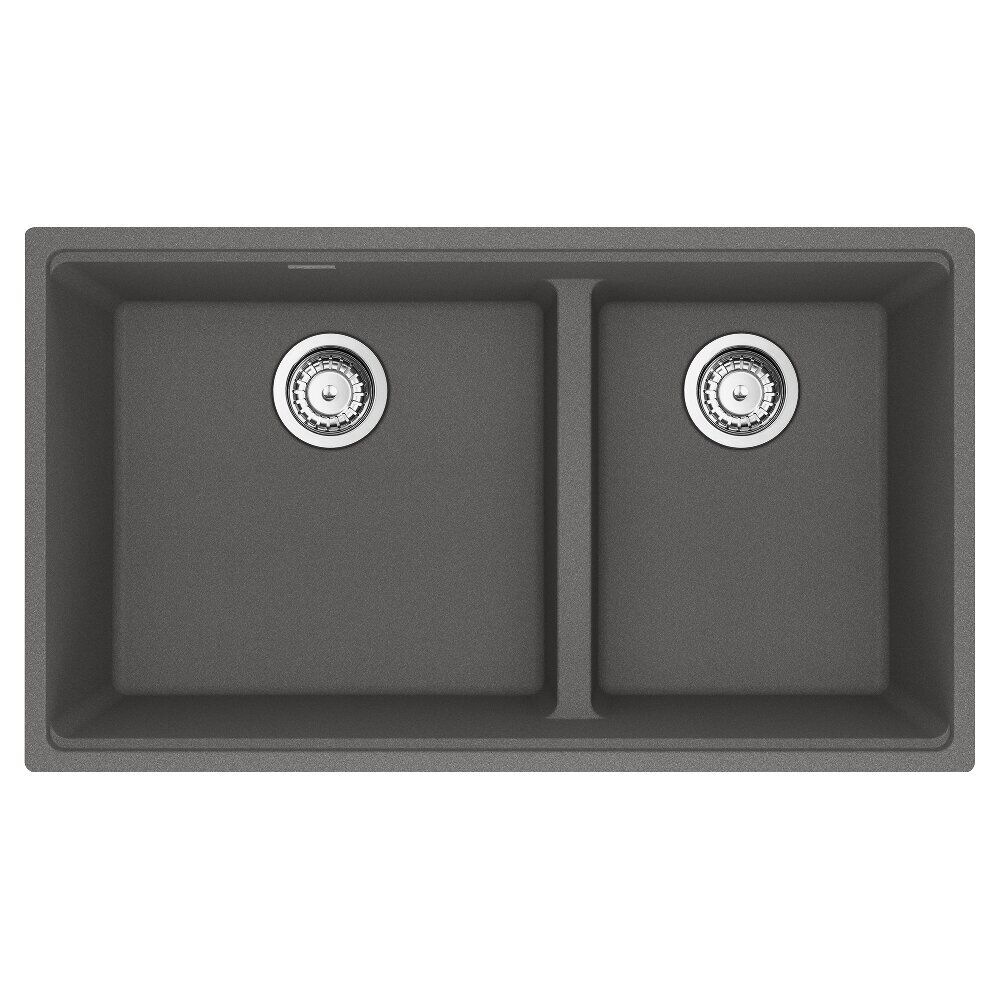 Franke Maris Undermount 33-in x 18.94-in Granite Double Bowl Kitchen Sink in Stone Grey Franke Maris Undermount 33-in x 18.94-in Granite Double Bowl Kitchen Sink in Stone Grey