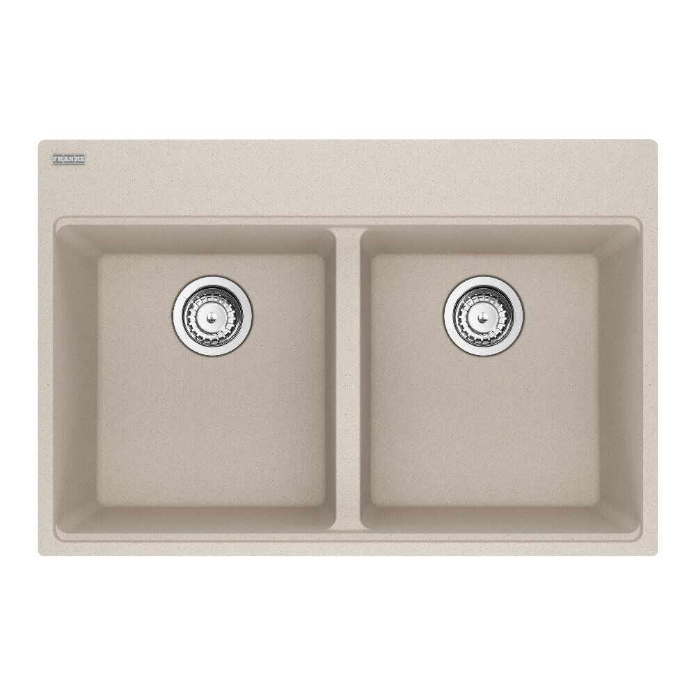 Franke Maris Topmount 33-in x 22-in Granite Double Bowl Kitchen Sink in Champagne Franke Maris Topmount 33-in x 22-in Granite Double Bowl Kitchen Sink in Champagne