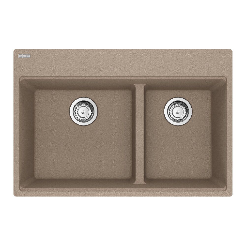 Franke Maris Topmount 31-in x 20.9-in Granite Double Bowl Kitchen Sink in Oyster Franke Maris Topmount 31-in x 20.9-in Granite Double Bowl Kitchen Sink in Oyster