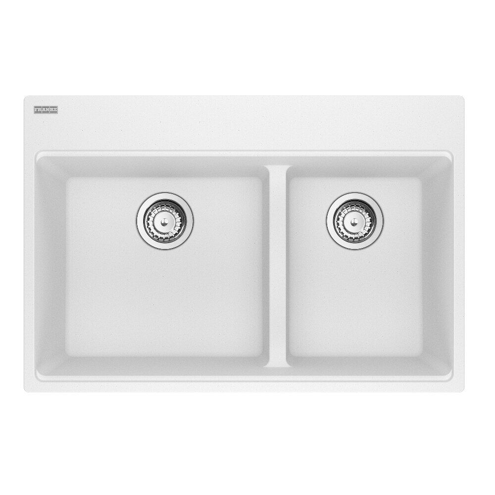 Franke Maris Topmount 31-in x 20.9-in Granite Double Bowl Kitchen Sink in Polar White Franke Maris Topmount 31-in x 20.9-in Granite Double Bowl Kitchen Sink in Polar White