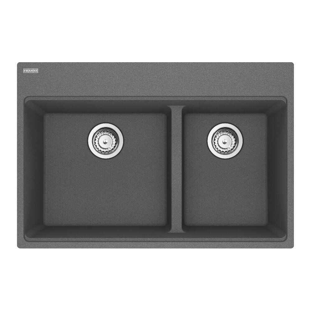 Franke Maris Topmount 31-in x 20.9-in Granite Double Bowl Kitchen Sink in Stone Grey Franke Maris Topmount 31-in x 20.9-in Granite Double Bowl Kitchen Sink in Stone Grey