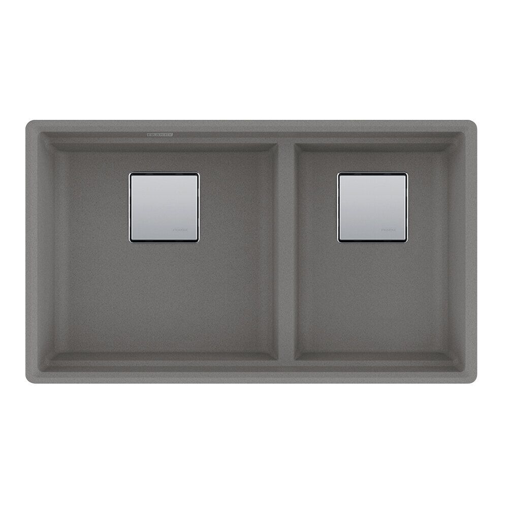 Franke Peak 32.0-in. x 18.8-in. Granite Undermount Double Bowl Kitchen Sink in Stone Grey Franke Peak 32.0-in. x 18.8-in. Granite Undermount Double Bowl Kitchen Sink in Stone Grey