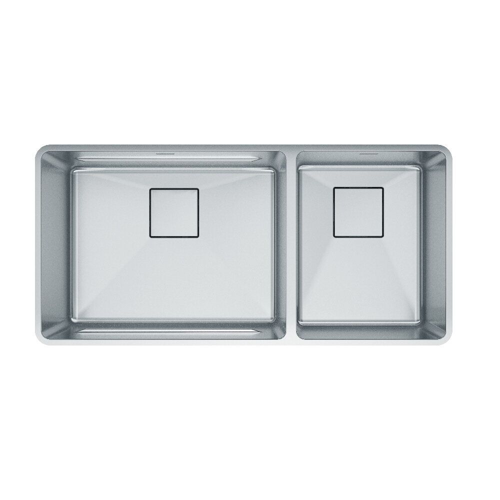 Franke Pescara 38-in. x 18-in. 18 Gauge Stainless Steel Undermount Double Bowl Kitchen Sink - PTX160-37-CA Franke Pescara 38-in. x 18-in. 18 Gauge Stainless Steel Undermount Double Bowl Kitchen Sink - PTX160-37-CA