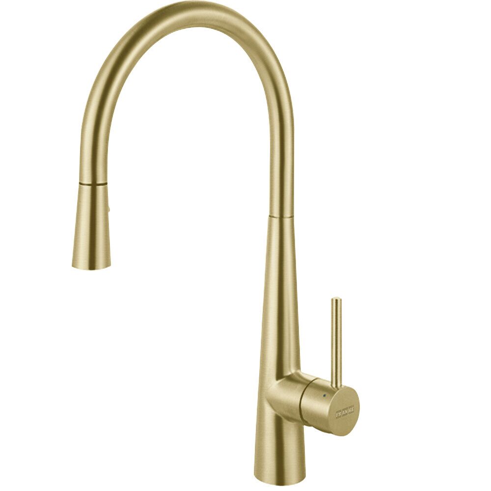Franke Steel 17.5-inch Single Handle Pull-Down Kitchen Faucet in Gold, STL-PD-IBK Franke Steel 17.5-inch Single Handle Pull-Down Kitchen Faucet in Gold, STL-PD-IBK