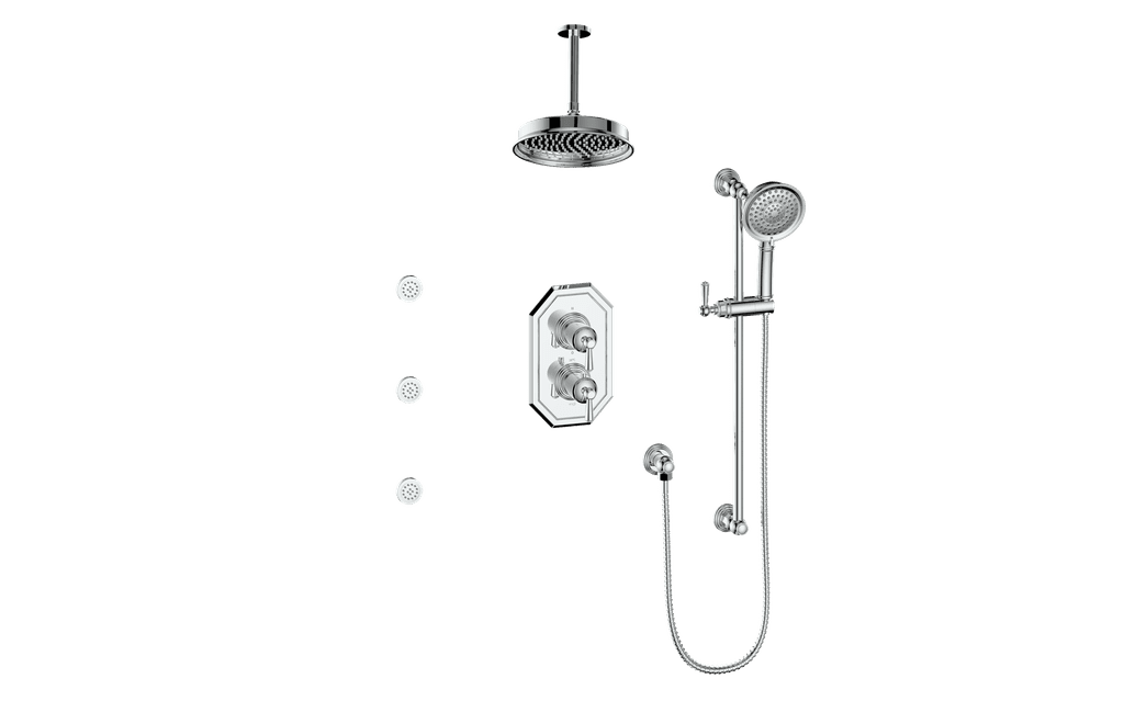 Vogt SET.C1.320.816 - Carinthia 3-Way TH Shower Kit with Body Jets and 6" Ceiling Arm Vogt SET.C1.320.816 - Carinthia 3-Way TH Shower Kit with Body Jets and 6" Ceiling Arm