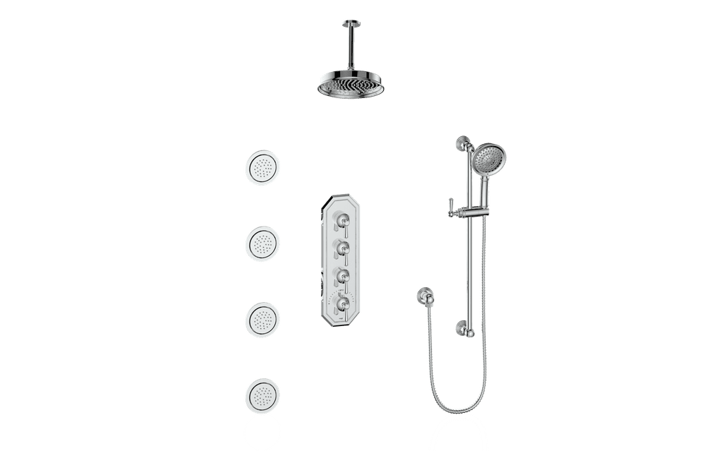 Vogt SET.C1.350.936 - Carinthia 3/4" High-Flow TH Shower Kit with Body Jets and 6" Ceiling Arm Vogt SET.C1.350.936 - Carinthia 3/4" High-Flow TH Shower Kit with Body Jets and 6" Ceiling Arm