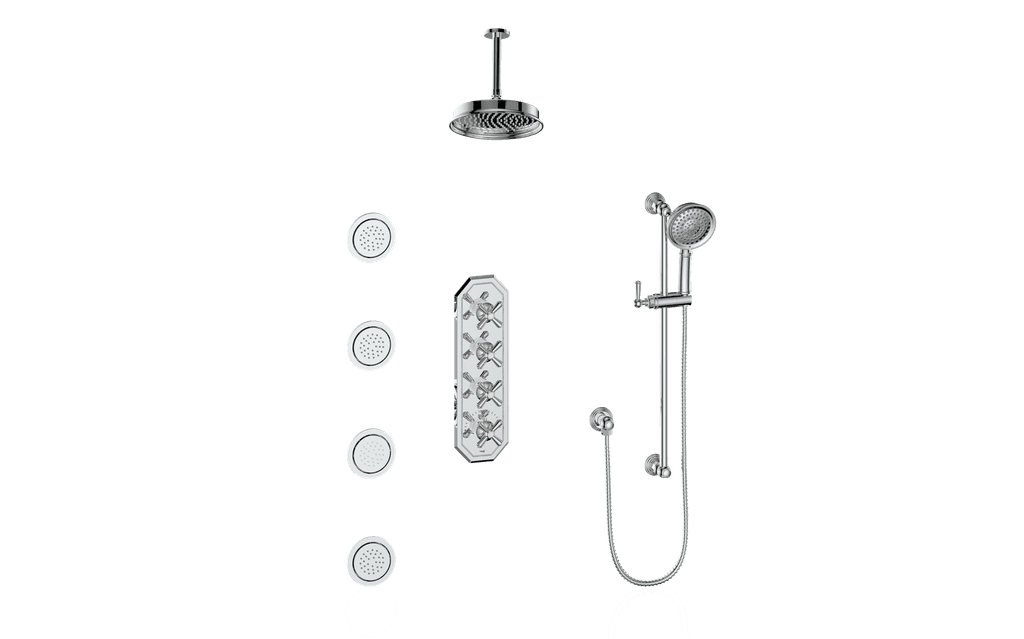 Vogt SET.C3.350.936 - Carinthia 3/4" High-Flow TH Shower Kit with Body Jets and 6" Ceiling Arm Vogt SET.C3.350.936 - Carinthia 3/4" High-Flow TH Shower Kit with Body Jets and 6" Ceiling Arm