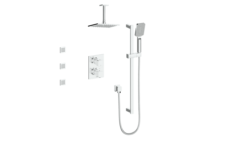 Vogt SET.NU.320.816 - Niveau 3-Way TH Shower Kit with Body Jets with 6" Ceiling Arm Vogt SET.NU.320.816 - Niveau 3-Way TH Shower Kit with Body Jets with 6" Ceiling Arm