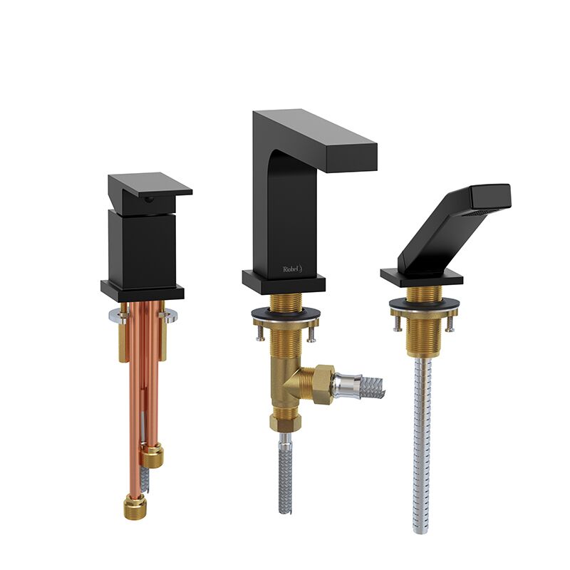 Riobel QA16BK - 3-piece Type P deck-mount tub filler with hand shower