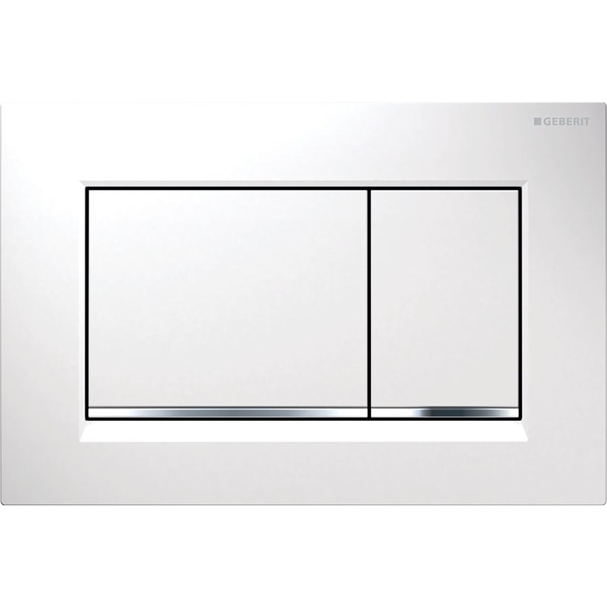Geberit actuator plate Sigma30 for dual flush: white / bright chrome / white Geberit actuator plate Sigma30 for dual flush: white / bright chrome / white