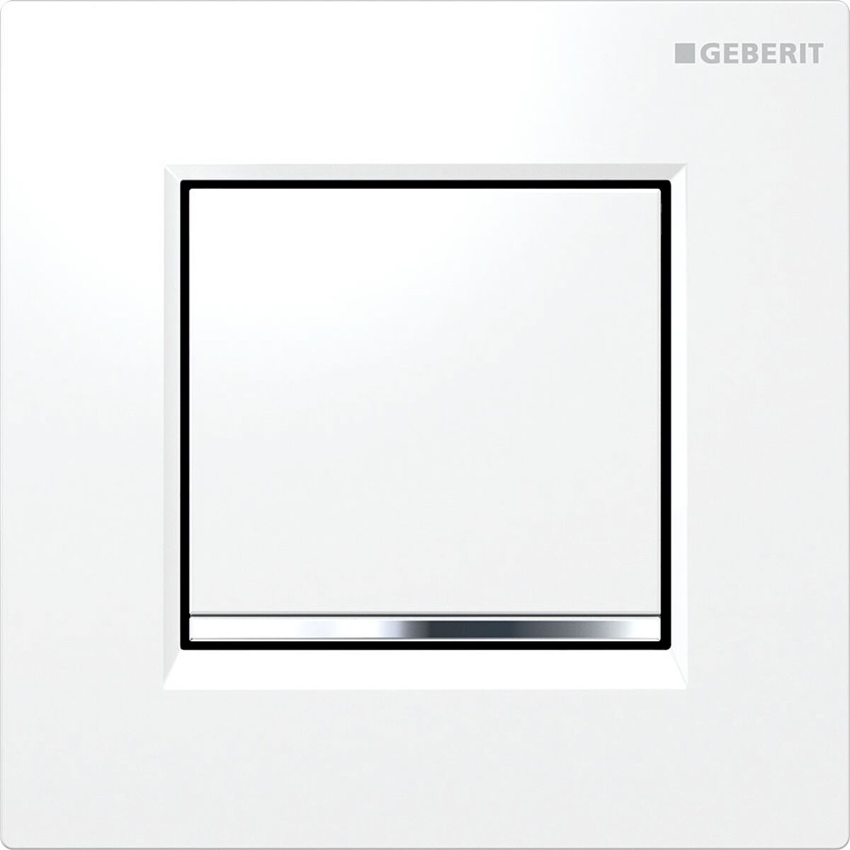 Geberit urinal flush control with pneumatic flush actuation, actuator plate type 30: white / bright chrome / white Geberit urinal flush control with pneumatic flush actuation, actuator plate type 30: white / bright chrome / white
