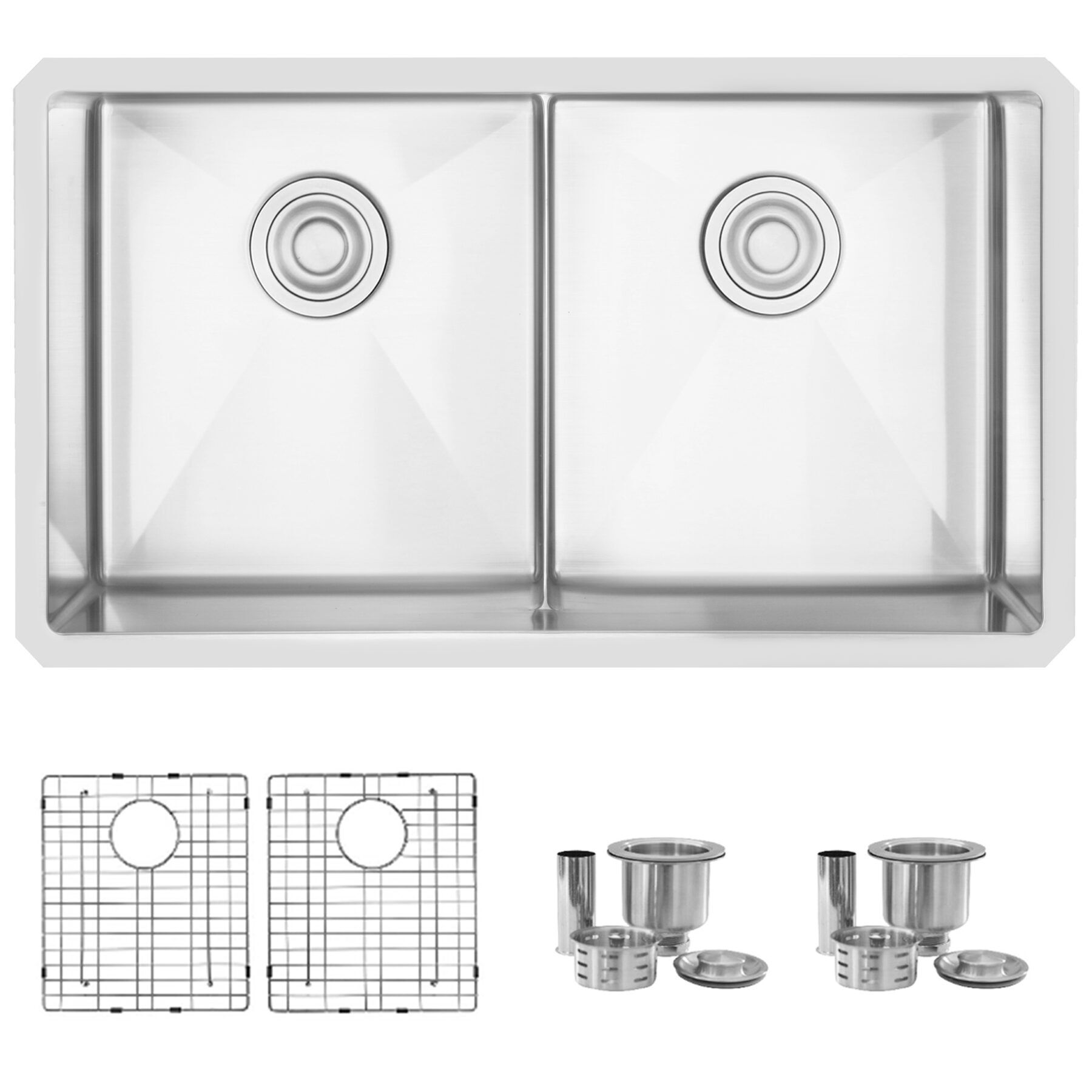 STYLISH - 32 inch Slim Low Divider Double Bowl Undermount Stainless Steel Kitchen Sink STYLISH - 32 inch Slim Low Divider Double Bowl Undermount Stainless Steel Kitchen Sink