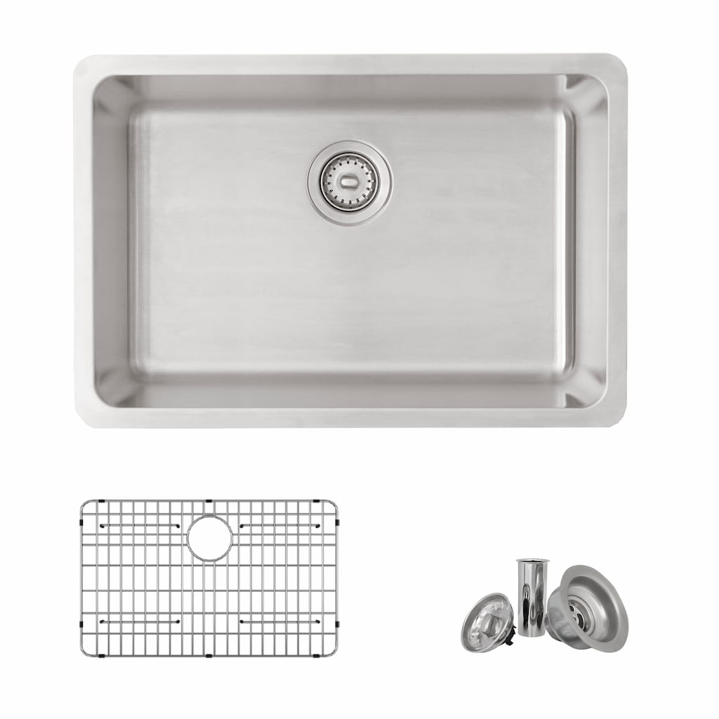 STYLISH Olite 27 inch Single Bowl Undermount and Drop-in Stainless Steel Kitchen Sink