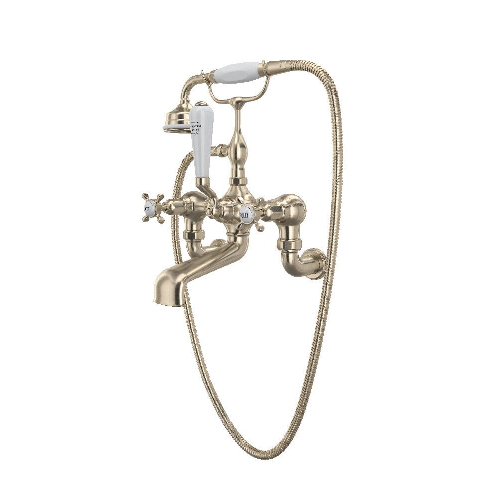 Perrin & Rowe U.3511X/1-STN - Edwardian™ Exposed Wall Mount Tub Filler Perrin & Rowe U.3511X/1-STN - Edwardian™ Exposed Wall Mount Tub Filler