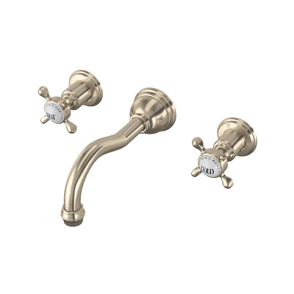 Perrin & Rowe U.3791X-STN/TO-2 - Edwardian™ Wall Mount Lavatory Faucet Perrin & Rowe U.3791X-STN/TO-2 - Edwardian™ Wall Mount Lavatory Faucet