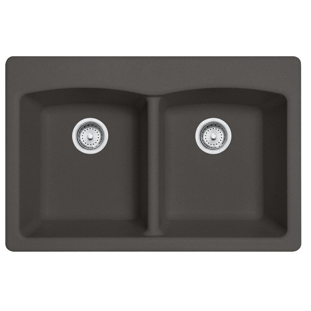 Franke Ellipse 33.0-in. x 22.0-in. Granite Dual Mount Double Bowl Kitchen Sink in Slate Grey Franke Ellipse 33.0-in. x 22.0-in. Granite Dual Mount Double Bowl Kitchen Sink in Slate Grey