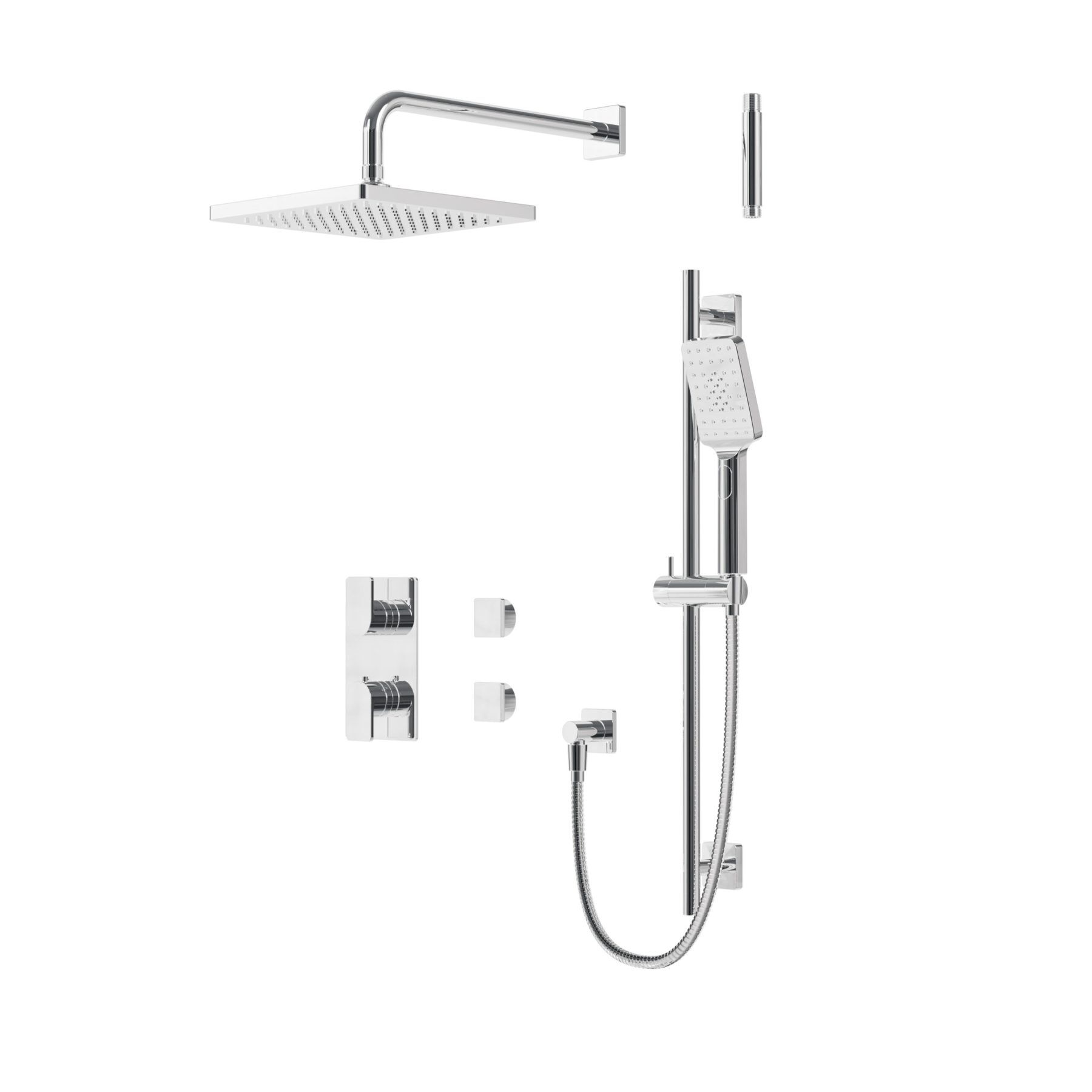 AQUABRASS EXPRESS - SQUARE THERMOSTATIC SHOWER TRIM KIT 2-WAY SHARED SQUARE HANDLES